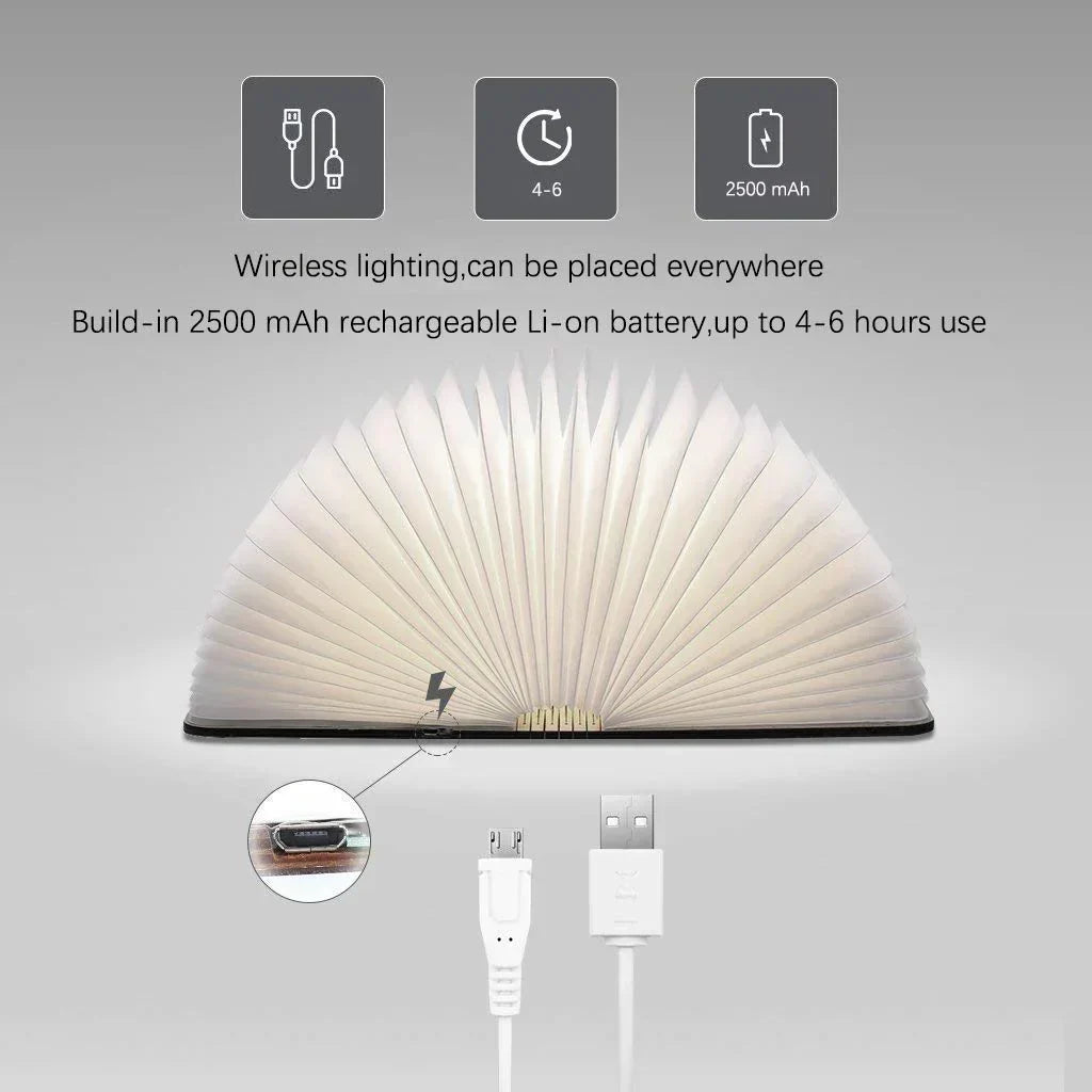Lampe Buch Verzaubert - LED Lampe in Form eines Offenen Buches mit Touchsteuerung