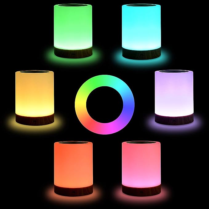 GlowEase – Dimmbarer LED Nachttischlampe mit Touch-Steuerung und farbenfroher Atmosphäre
