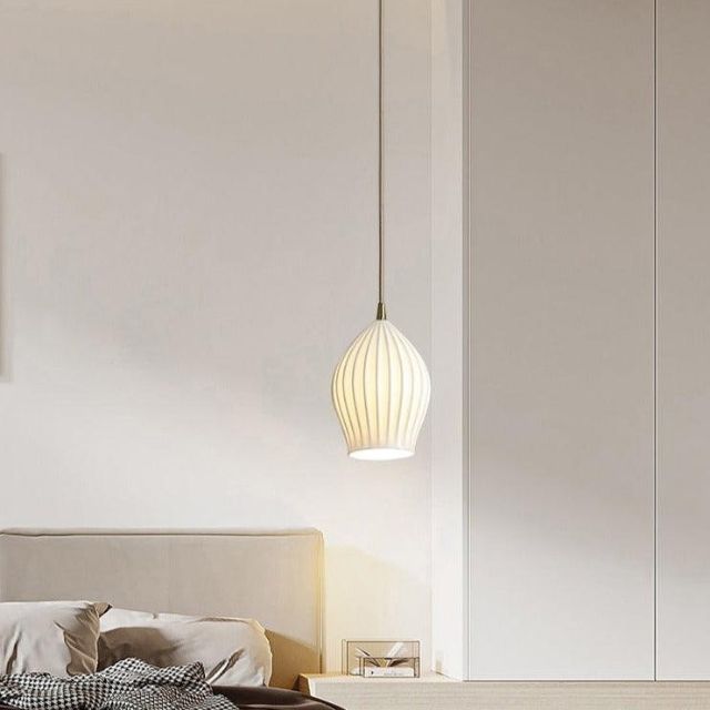 Nordische Gerippte Keramik-Hängeleuchte
