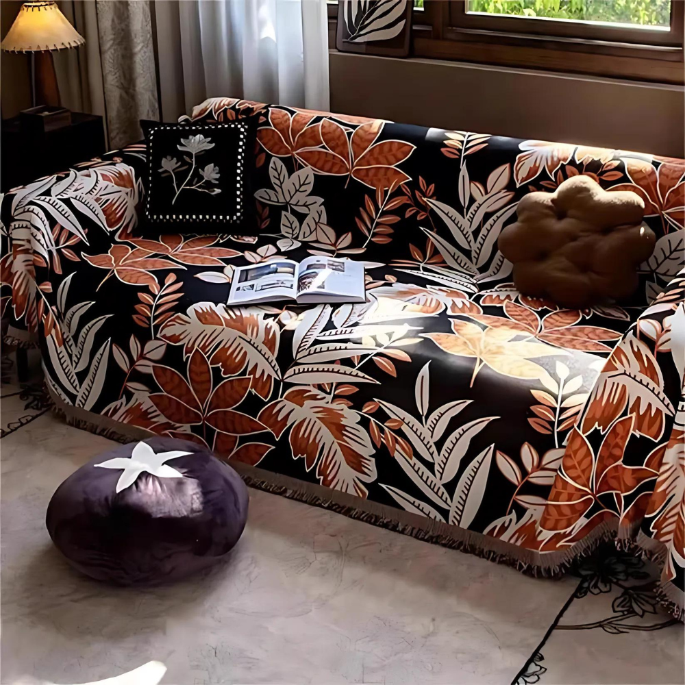 Vintage Regenwald Chenille Quasten Sofabezug