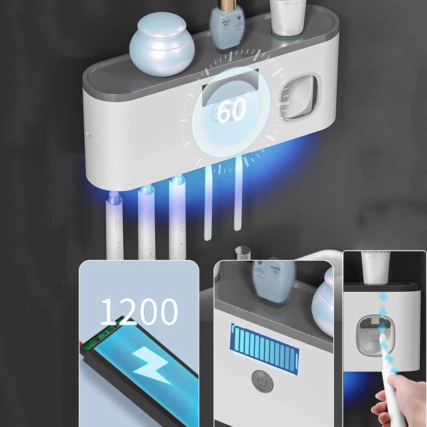 Smart Zahnbürstenhalter für das Badezimmer mit UV-Desinfektionsgerät