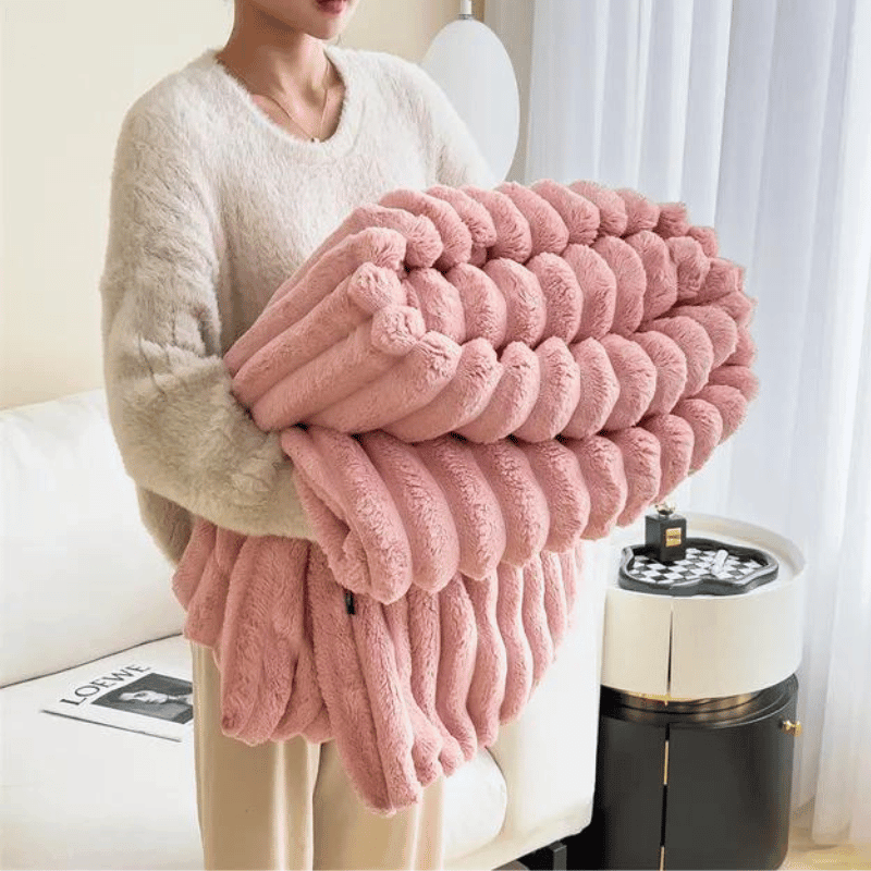 Gerippte Plüsch Chenille Wurfdecke