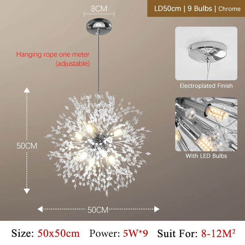 Kronleuchter LED Kristall Luxus - Modernes Design aus verchromtem Metall, LED G9, Elegant und Raffiniert