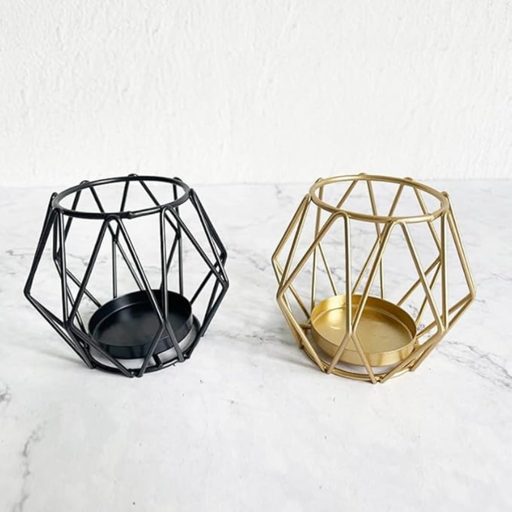 Wireframe Sleek Eisen Kerzenhalter