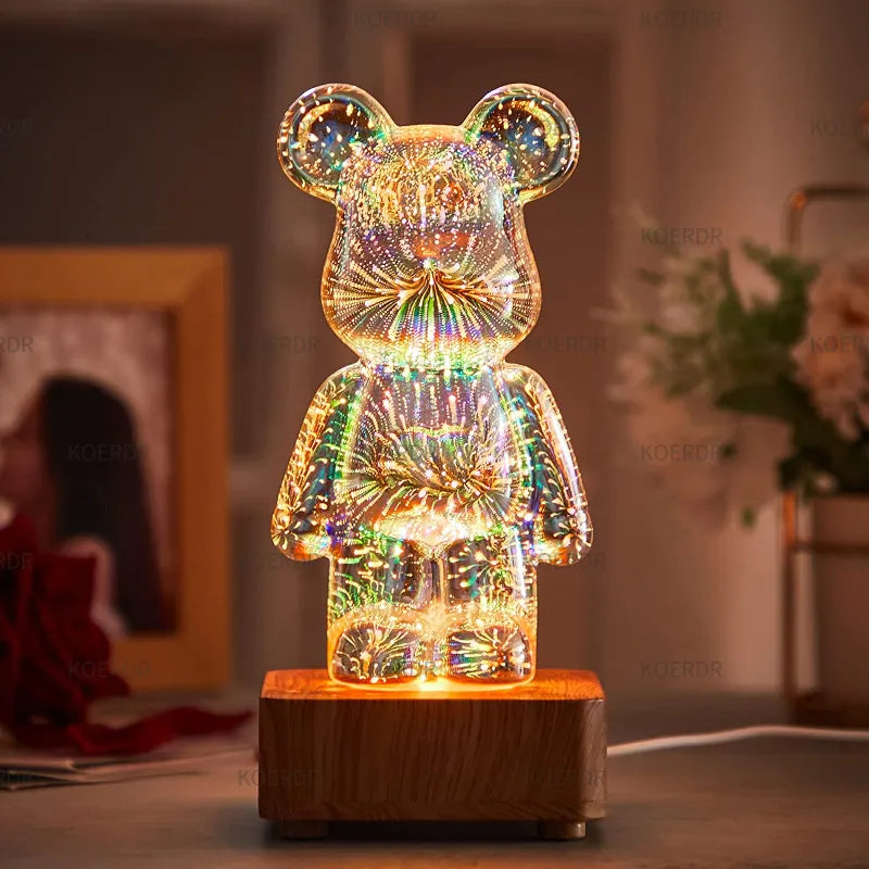 3D Galaxie Feuerwerk LED Bärenlampe