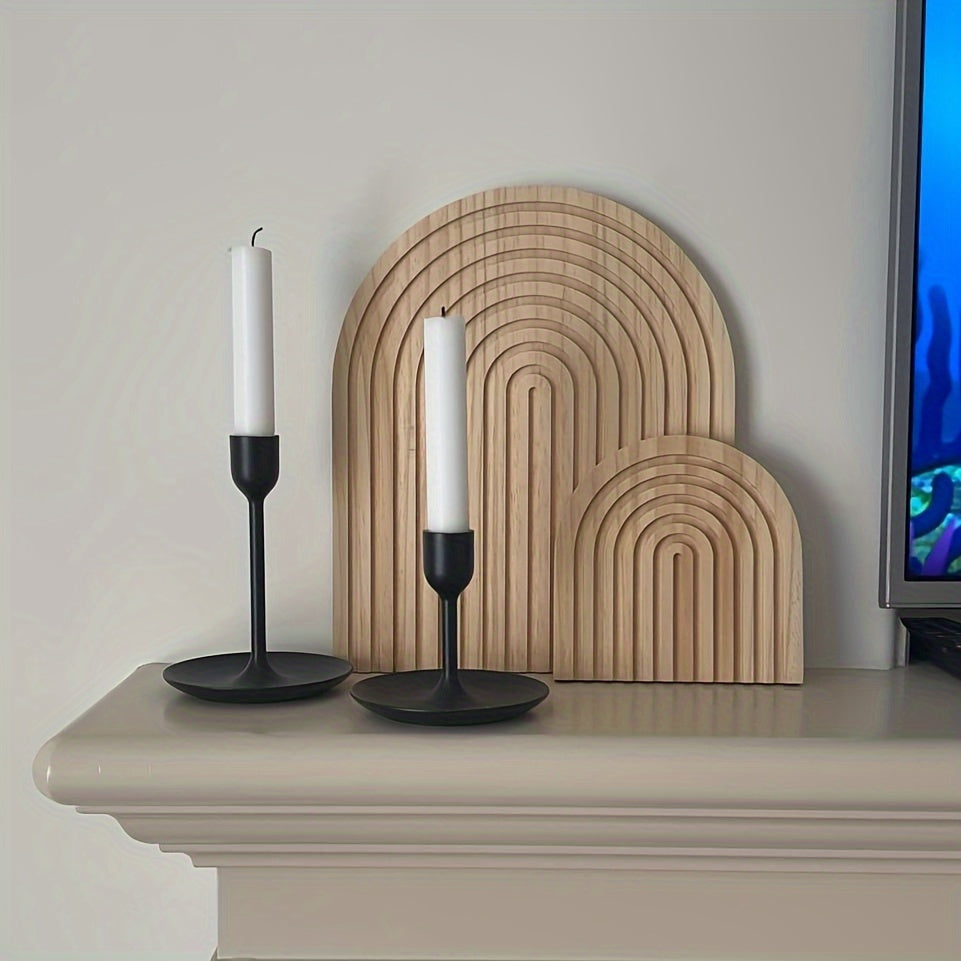 Garduru Minimalistisches Holzdeko-Set im Boho-Stil – 2-teiliges Regaldekor in Bogenform, handgefertigte Wohnaccessoires für Wohnzimmer, Schlafzimmer & Küche