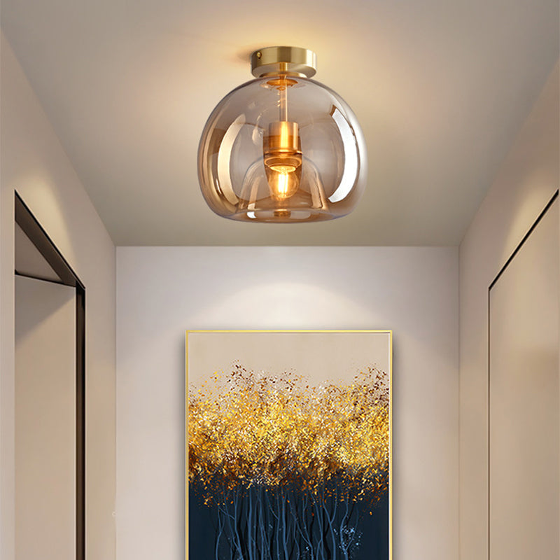 Sanna Moderne runde LED-Deckenleuchte Gold/Schwarzes Metall/Glas Schlaf-/Ess-/Wohnzimmer