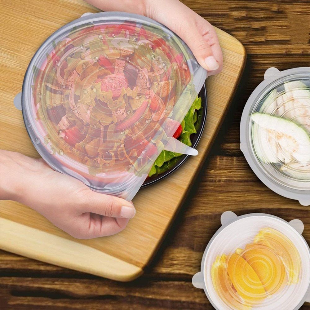 Royallure 6-teilig dehnbare Silikon Lebensmittelabdeckungen - umweltfreundlich, BPA-frei, wiederverwendbare Deckel für Schalen und Container
