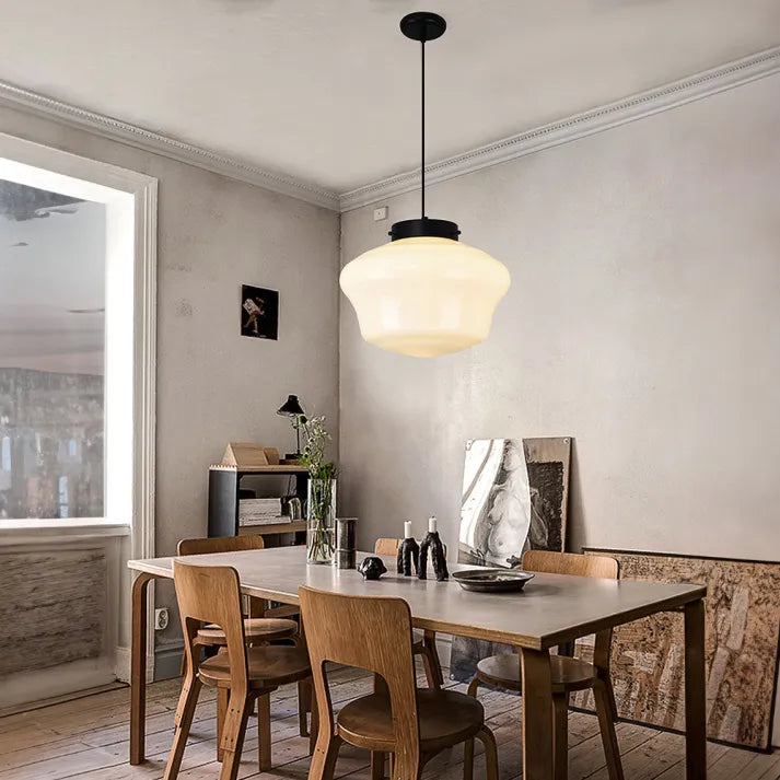 Garduru Weiß Milchglas Geometrische Jar Pendelleuchte