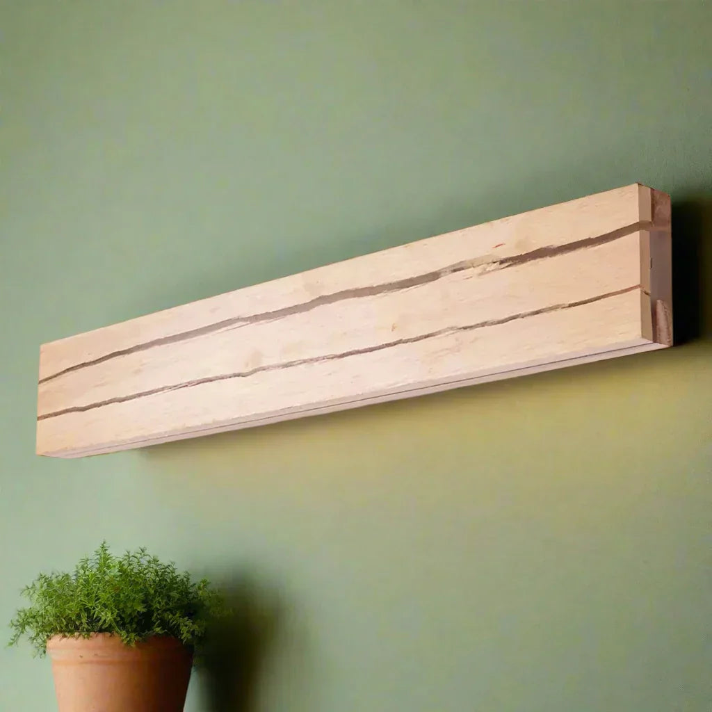 Moderne Wandlampe aus Holz mit Rissmuster - Elegante LED-Beleuchtung für Wohnzimmer und Schlafzimmer