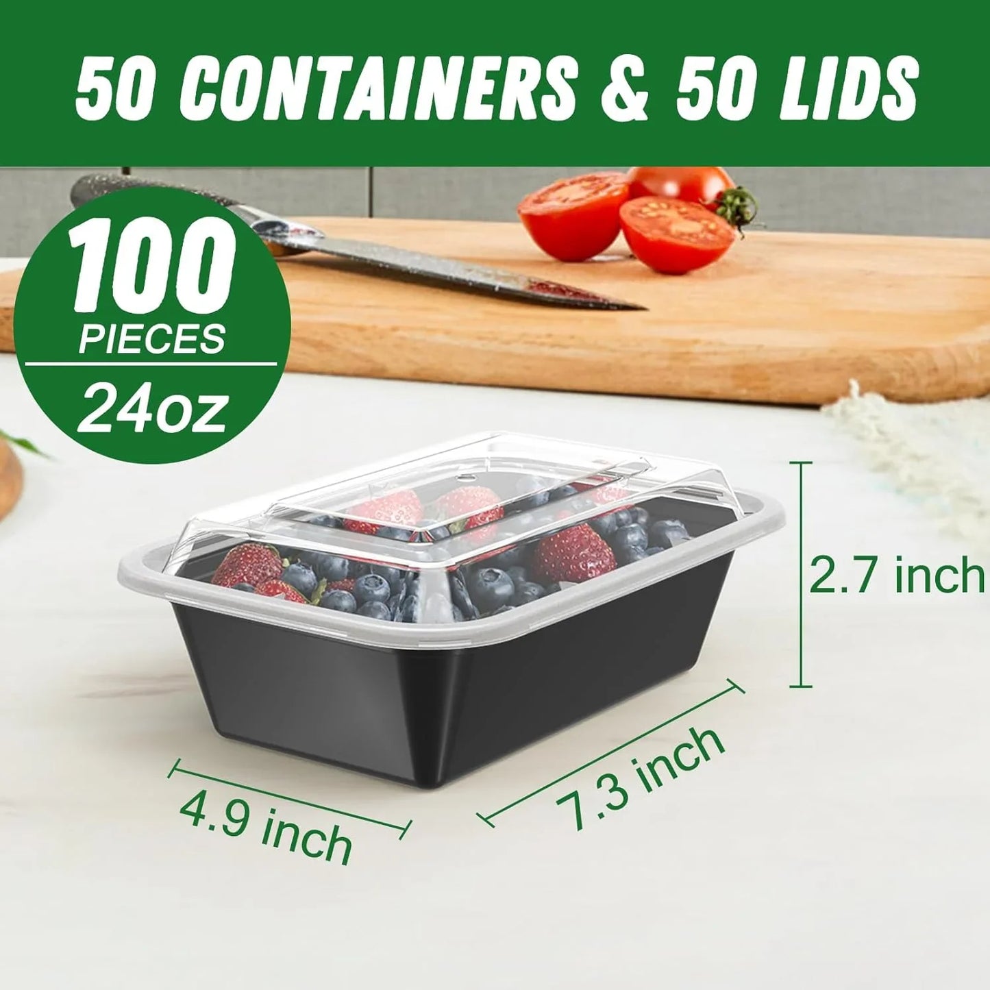 50-teiliges Meal-Prep-Behälter-Set mit Deckel – Ideal für Essensvorbereitung