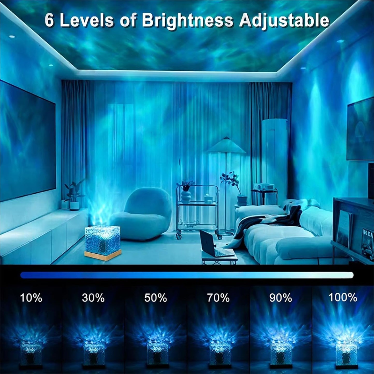 AquaGlow - Ozeanwellen-Projektorlampe mit 16 Farben & dynamischem Aurora-Effekt