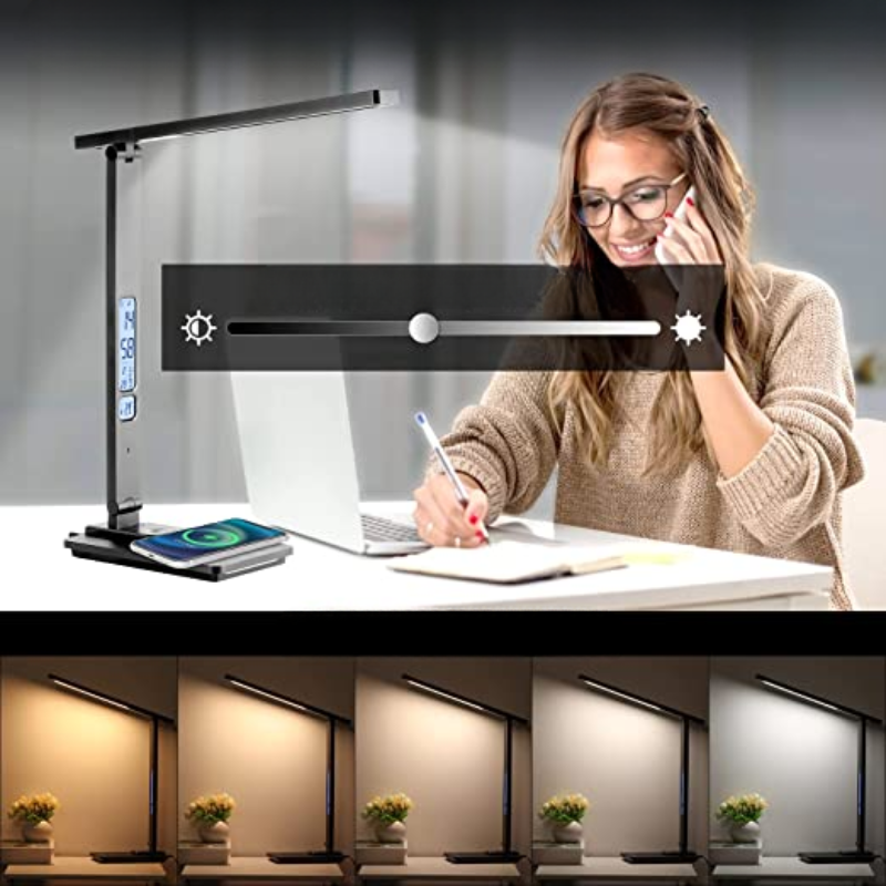 LED Schreibtischlampe - Mit drahtlosem Ladegerät und USB-Ladeanschluss - Touch-Bedienung