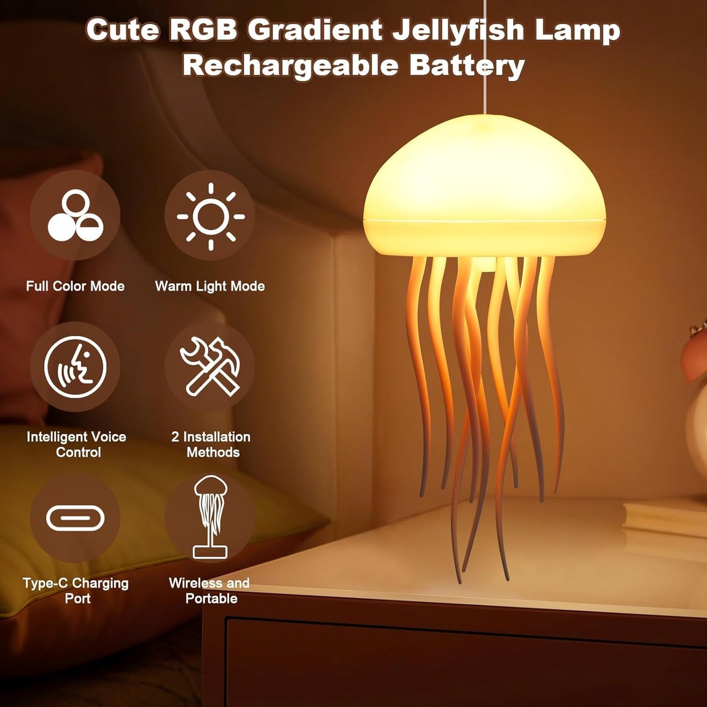LED-Stimmungslicht | Lebensechte Qualle Licht für Schlafzimmer