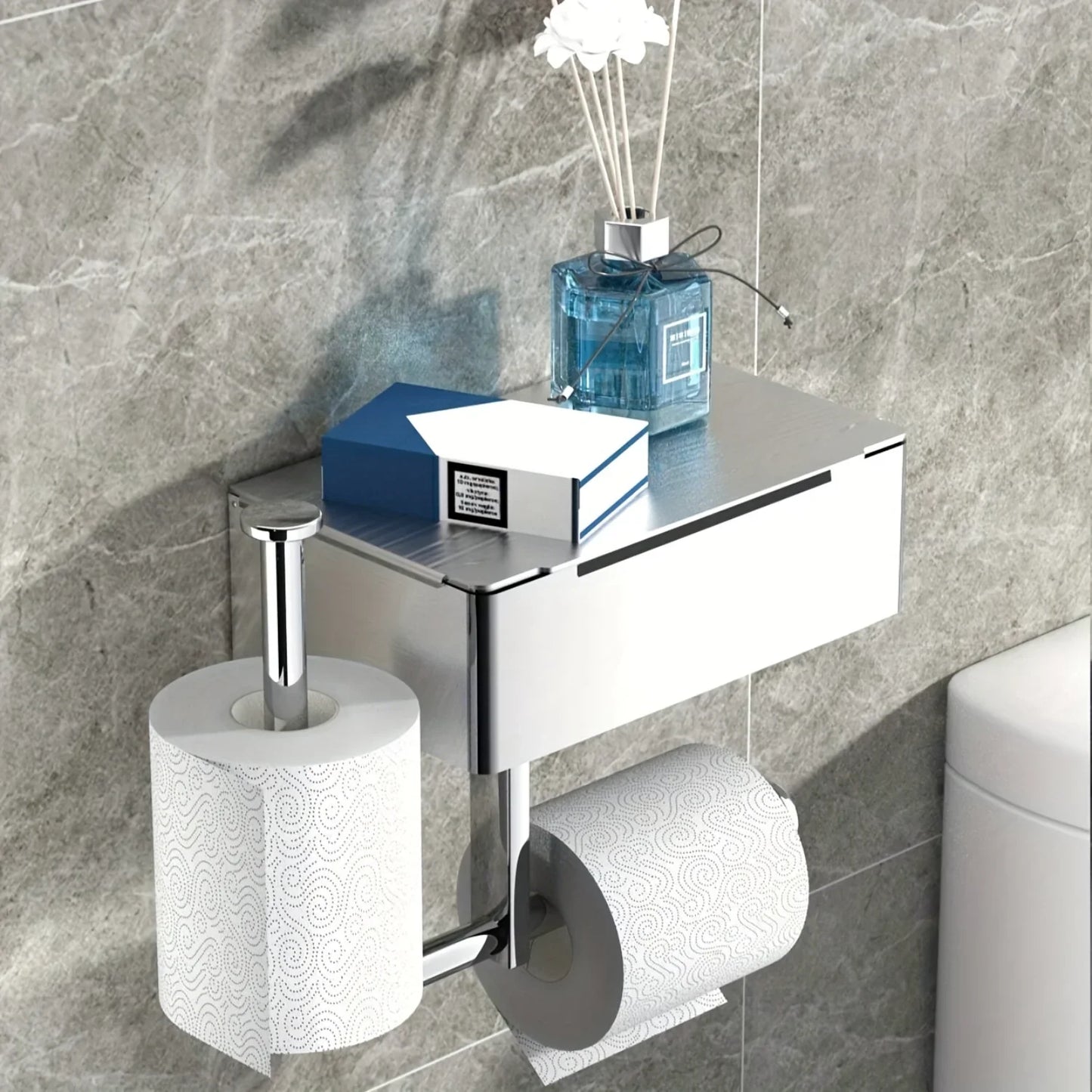 Edelstahl Badezimmer Toilettenpapierhalter mit Telefonablage