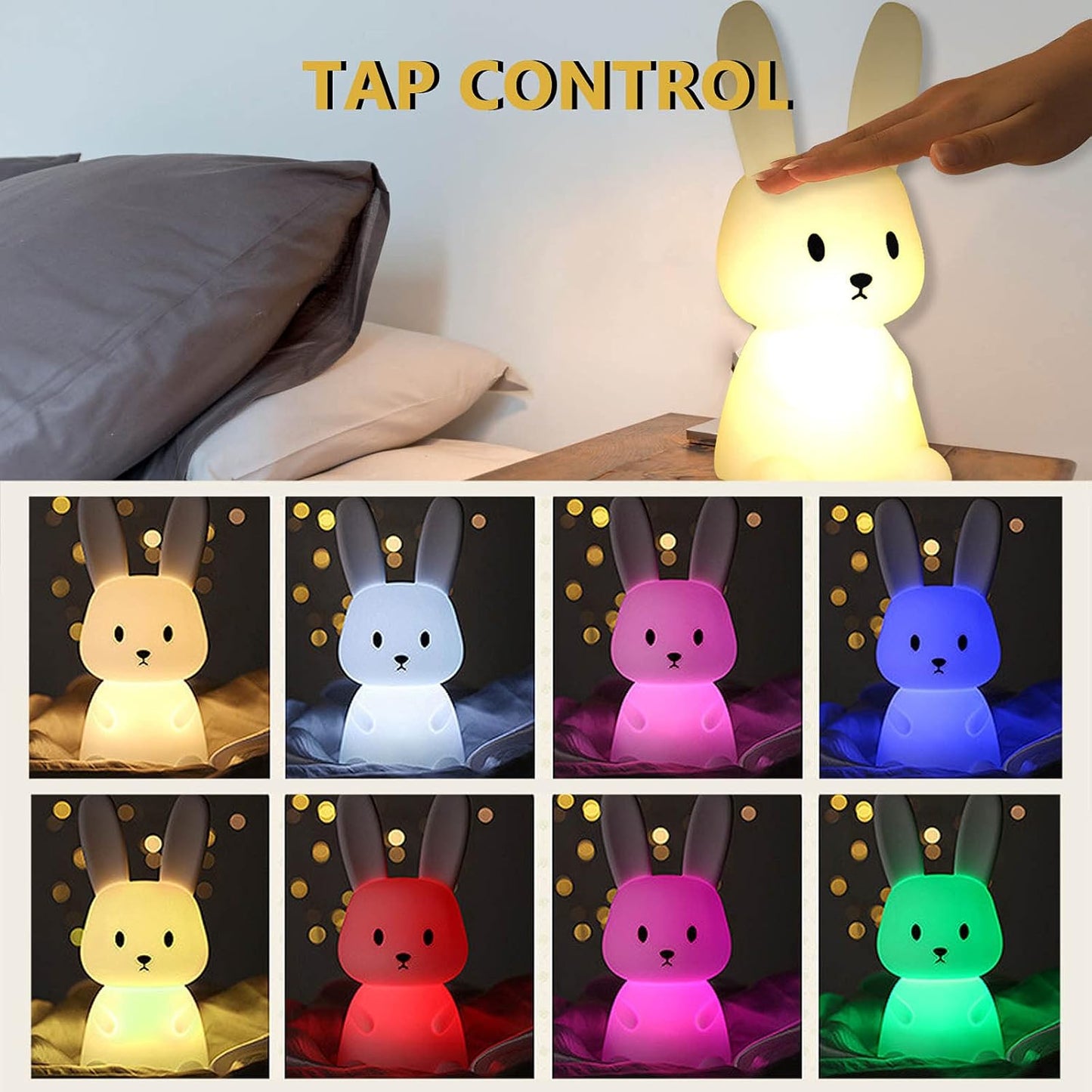 BunnyGlow Lampe - Touch-Control-LED-Hasen-Nachtlicht