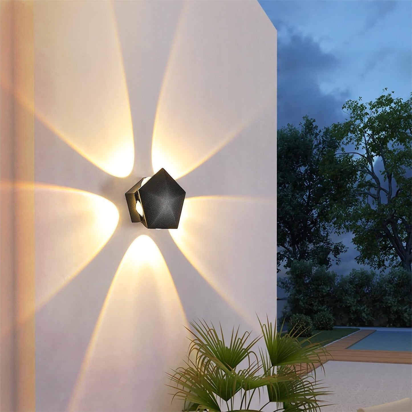 Royelux LED Pentagram Wandlampe - Stilvolle wasserdichte Lampe für Innen- und Außenbereich