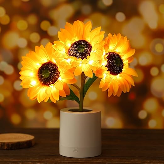 Leuchtende Sonnenblumenlampe – Natürlicher Glanz und Florale Eleganz