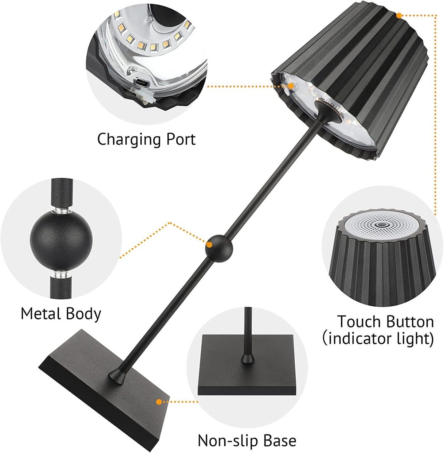 Stufenlose tragbare Tischlampe – Minimalistisches Design, 3-Farben dimmbar, wasserdicht