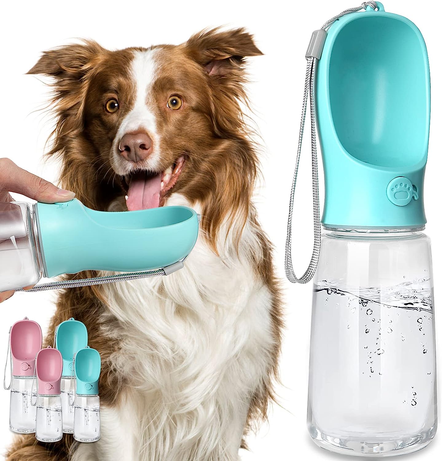 Hundewasserflasche, auslaufsicher tragbarer Welpen-Wasserspender mit Trinkfütterer