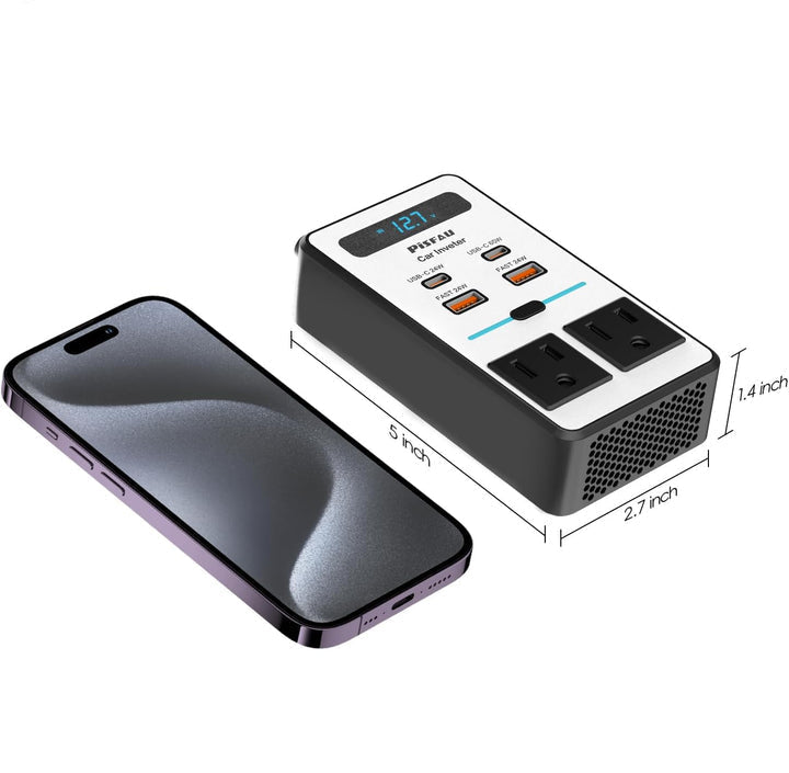200W DC zu AC Auto Wechselrichter mit USB-C & Quick Charge – 12V zu 220V