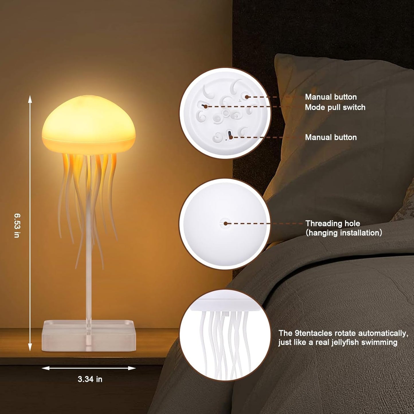 LED-Stimmungslicht | Lebensechte Qualle Licht für Schlafzimmer
