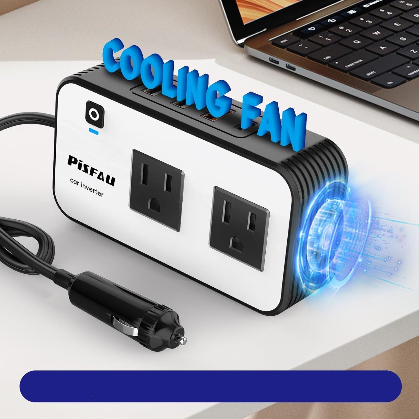 200W DC zu AC Auto Wechselrichter mit USB-C & Quick Charge – 12V zu 220V