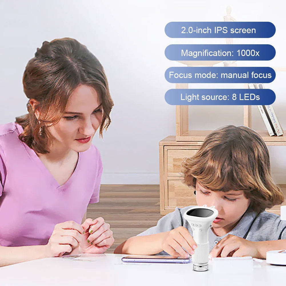 Garduru - Digitale Kindermikroskop mit 2MP Linse & 1000x Vergrößerung für kleine Entdecker