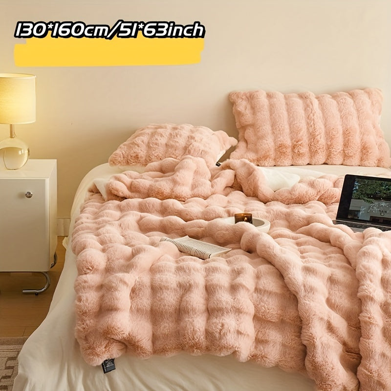 Garduru Fleece-Decke aus Faux Kaninchenfell – Weich, Warm & Vielseitig für Alle Jahreszeiten