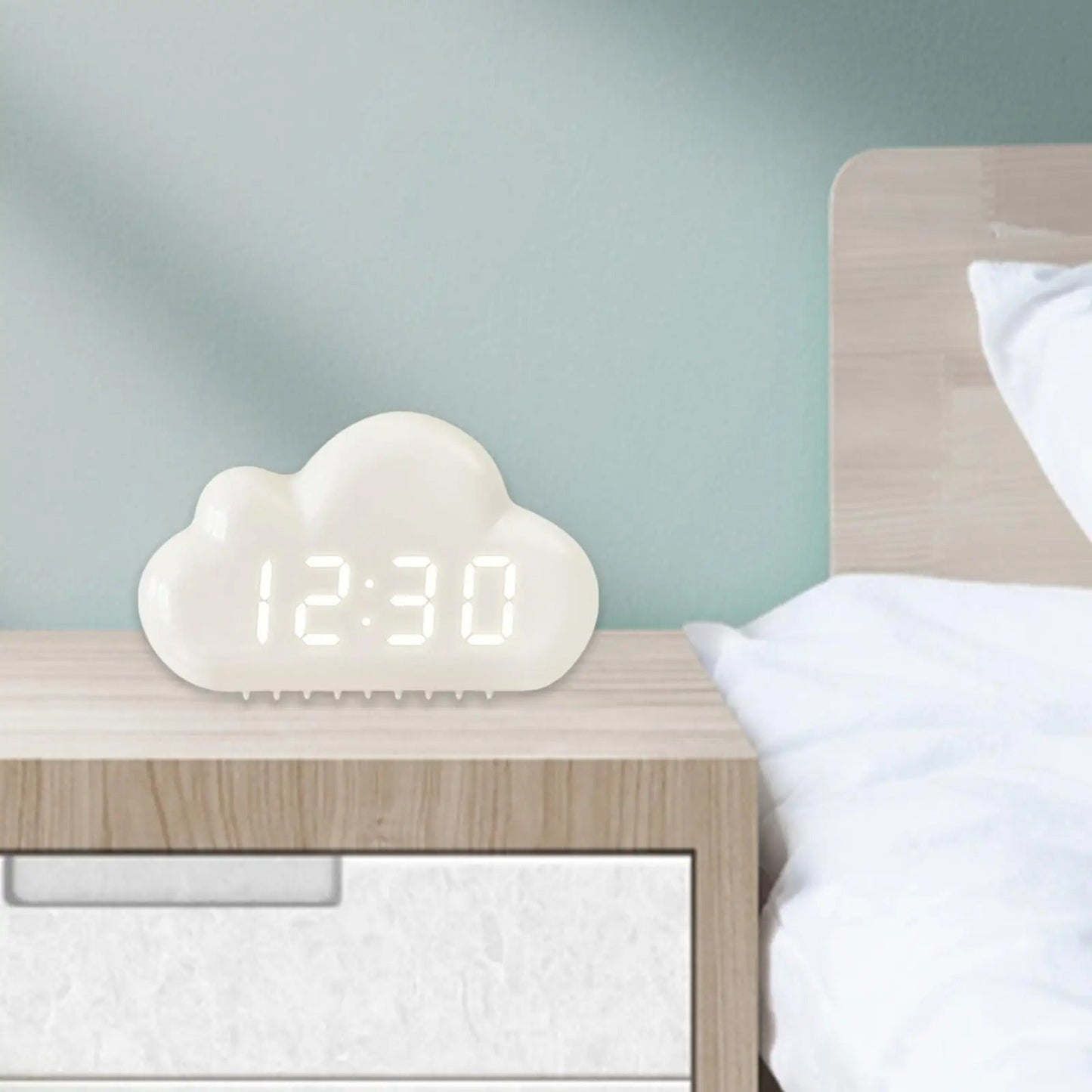 Süße Wolkenform LED Wecker – Sprachaktiviert – Weiß