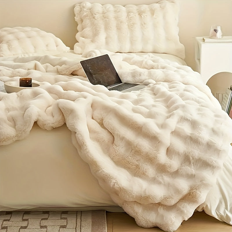 Rabbit Fleece Decke - Weiche warme Decke für Sofa, Bett, Büro und Reisen - Hypoallergen und reißfest