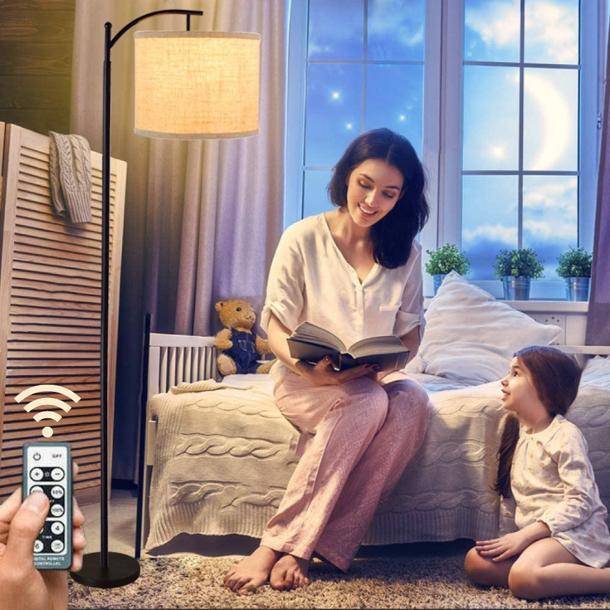 Arc Stehlampe mit Fernbedienung - Einstellbare Helligkeit & Farbtemperature für Zuhause