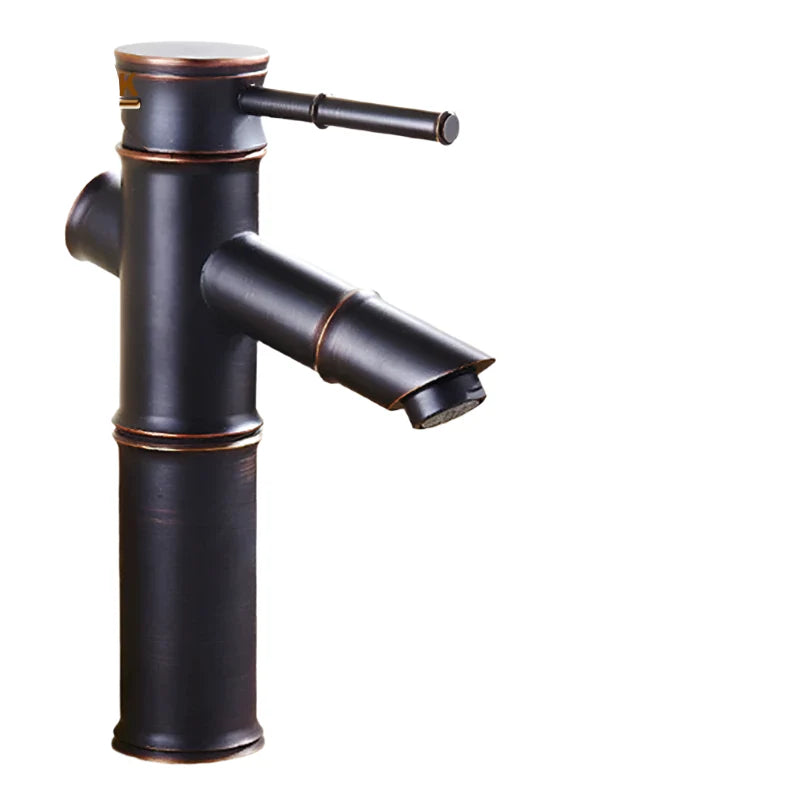 Schwarzer Bambus Messing Wasserfall Badezimmer Waschbecken Armatur Mischbatterie