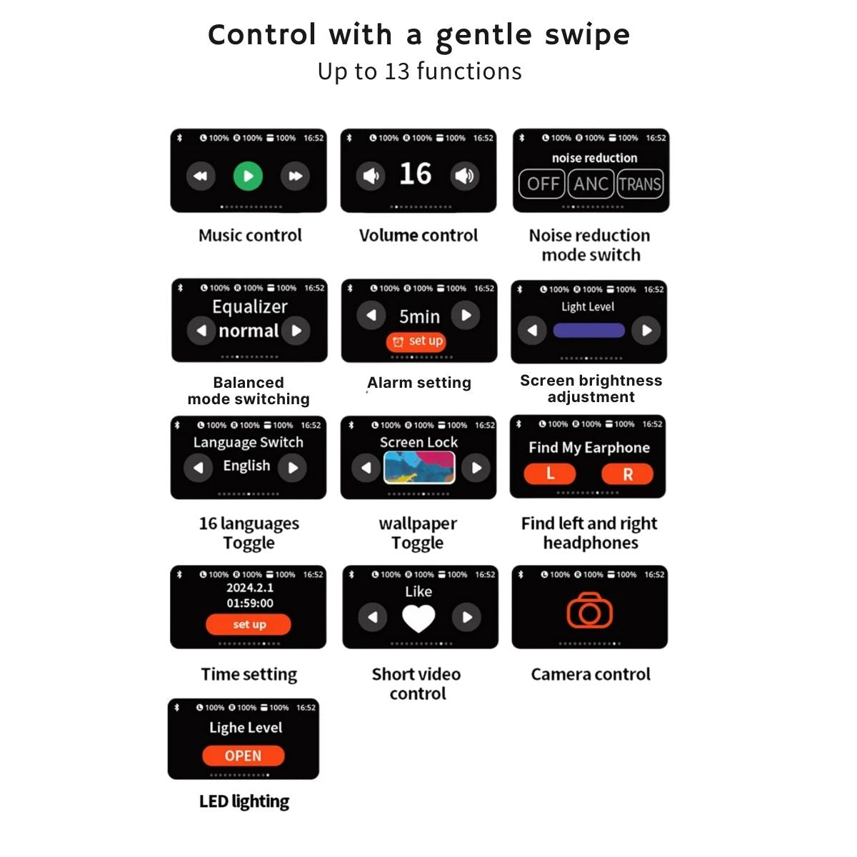 Wings Active Geräuschunterdrückung Touchscreen Ohrhörer