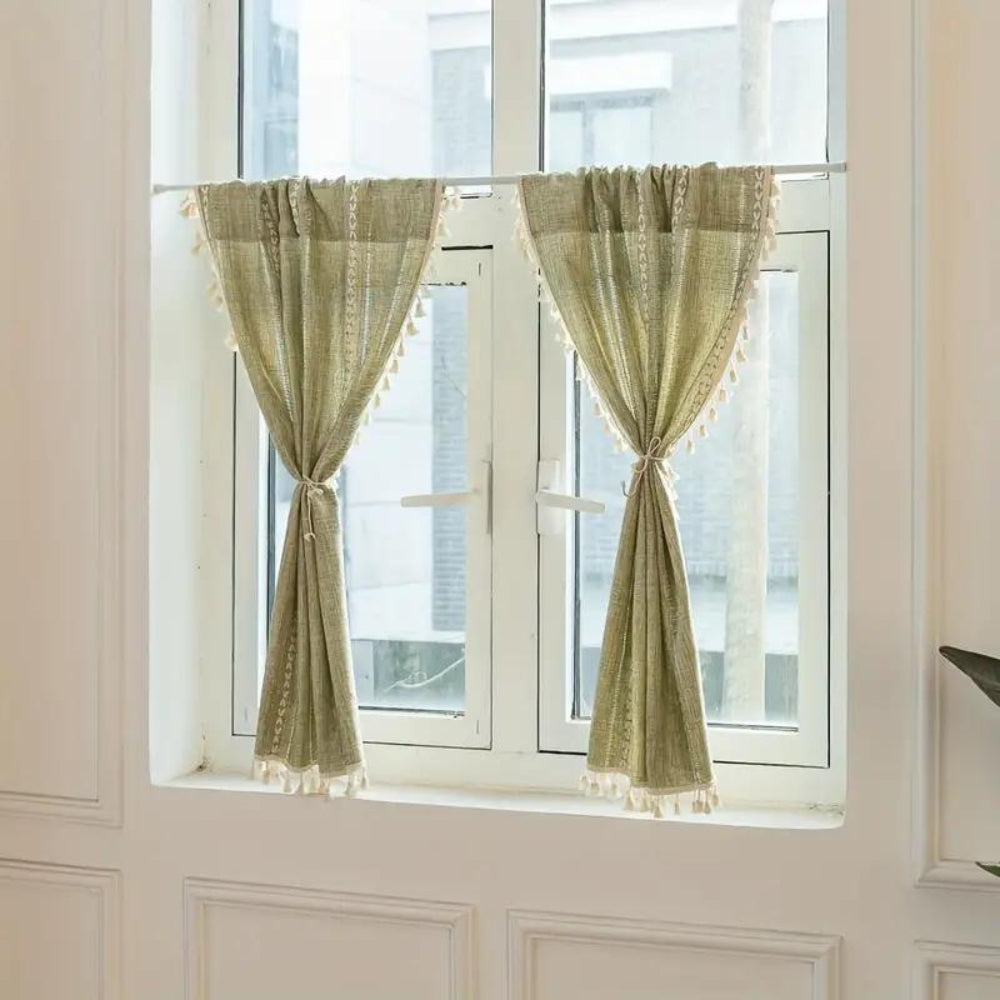 Boho Baumwolle Leinen Küchenvorhänge