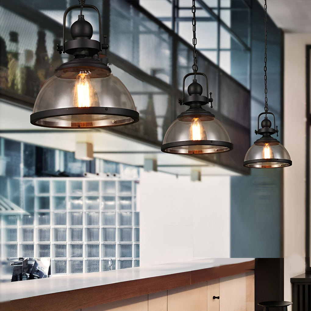 Pendelleuchte Industrie Glas-Domlampe