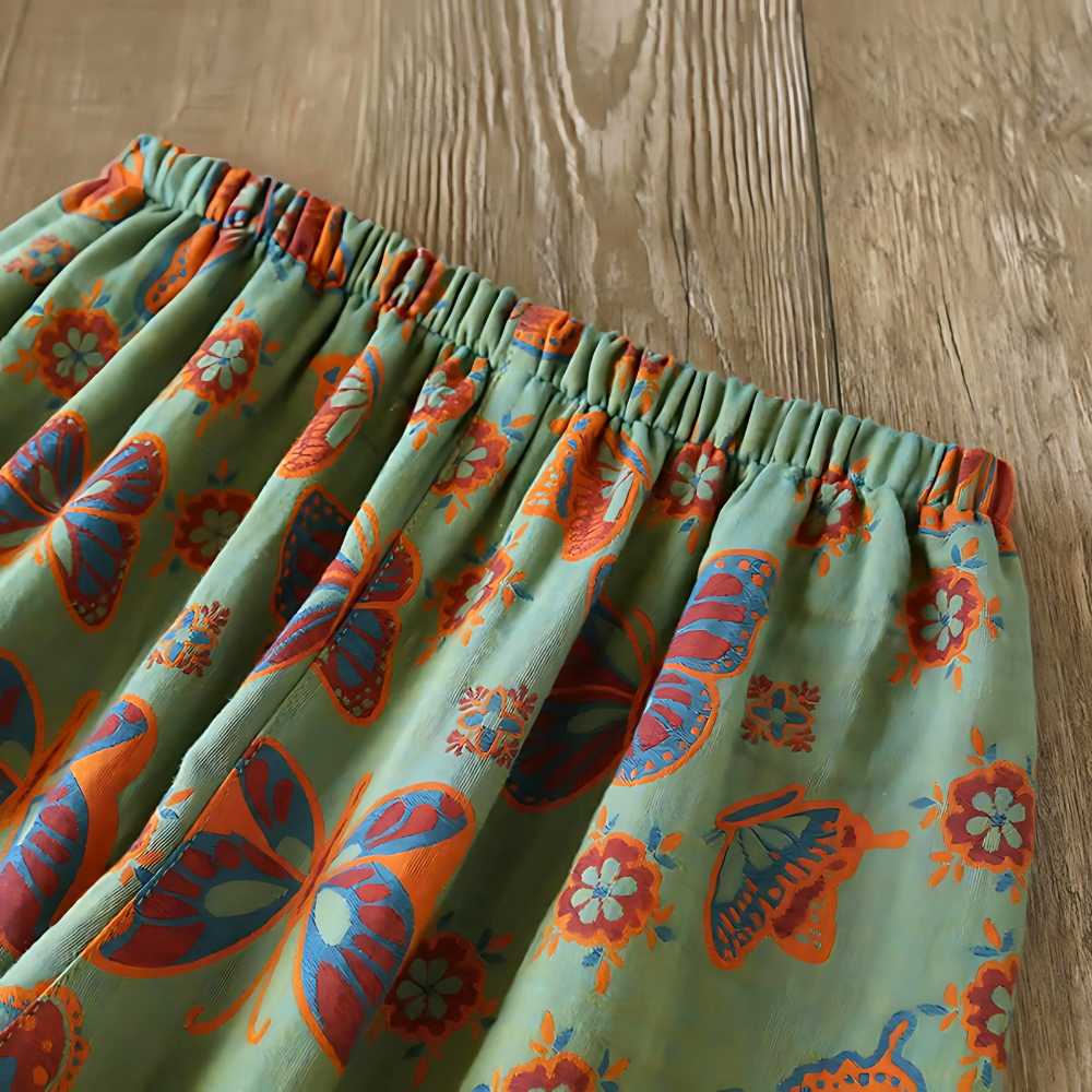 2-teilige Baumwoll-Loungewear mit Schmetterlingsdruck