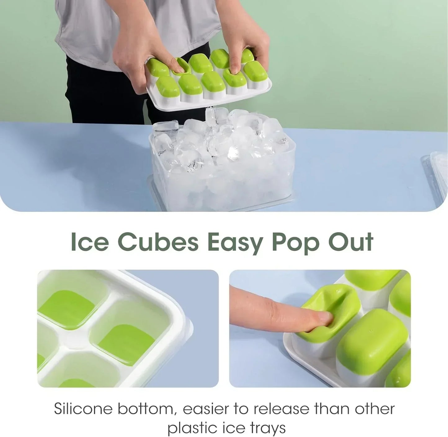stapelbare Silikon-Eiswürfelschalen-Set mit Deckeln