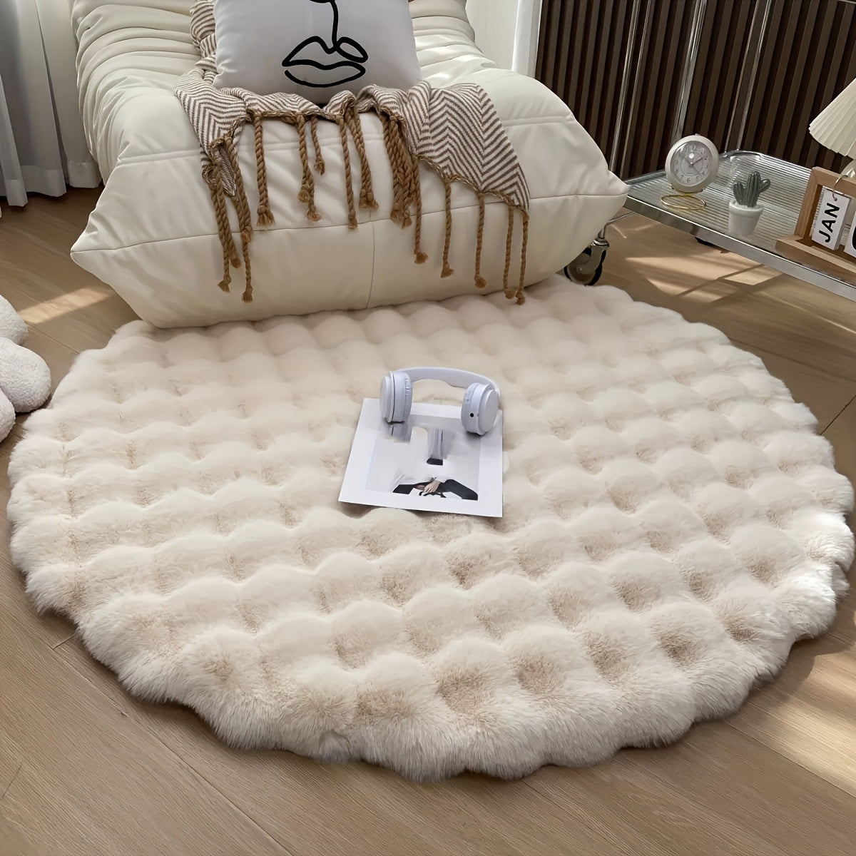 Fluffy Rund Dekorativteppich für Gemütliche Zuhause und Bürosräume