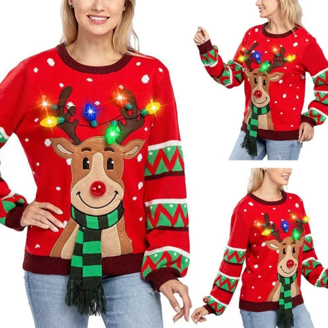Garduru - Weihnachtspullover mit LED & Rentier-Motiv für die Feiertage