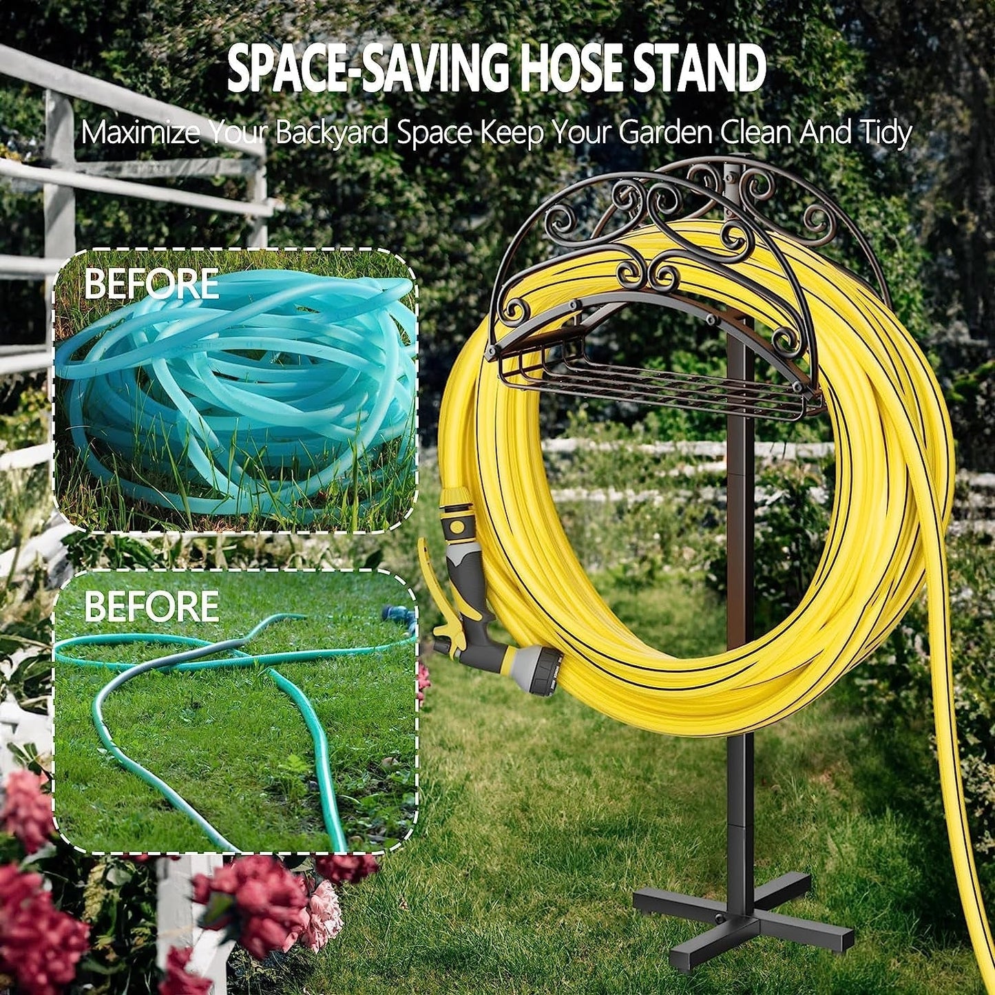 Garten-Schlauchhalter, Schwerlast-Metall-Wasserschlauchhalter