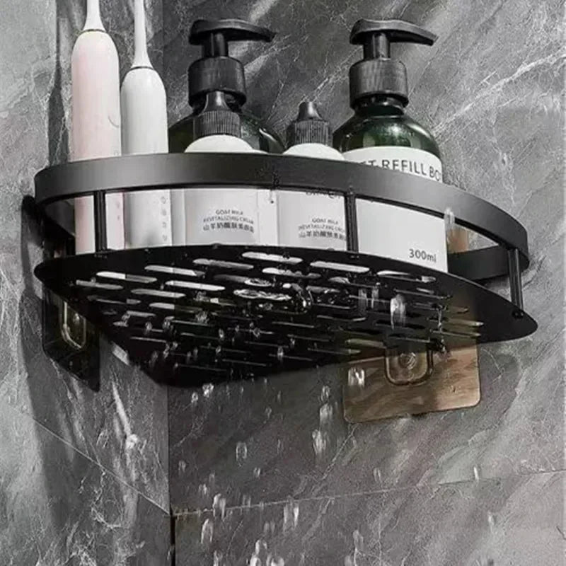 Garduru - Aluminium Badregal für Ecken, ohne Bohren, Platzsparend und Rostfrei