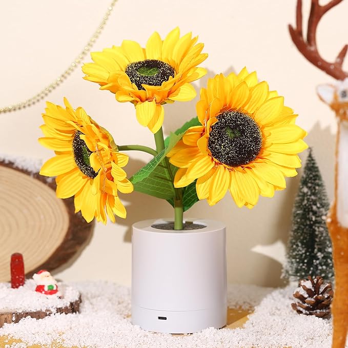 Leuchtende Sonnenblumenlampe – Natürlicher Glanz und Florale Eleganz