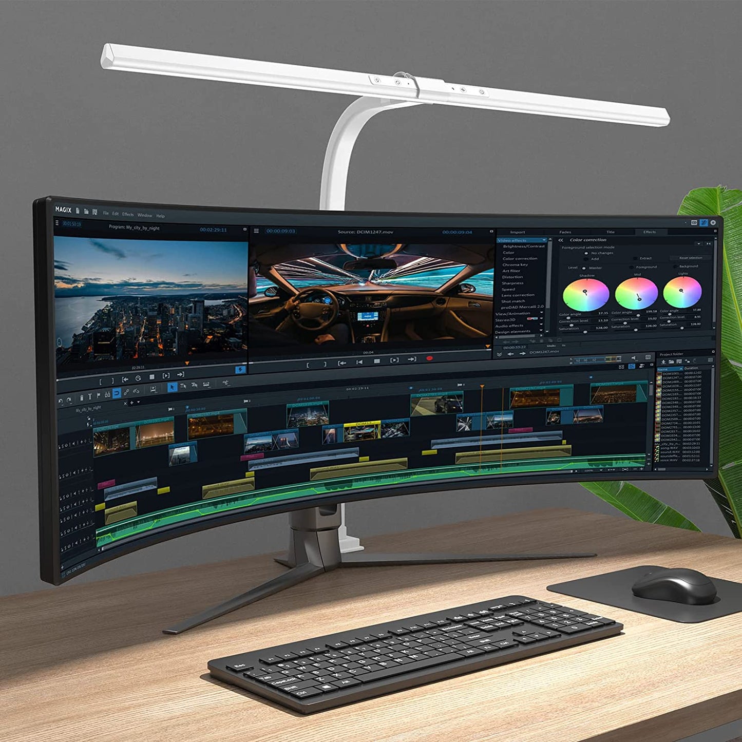 Royaleva Architekt LED Schreibtischlampe - Weitbereichsklemmlicht mit einstellbarer Dimmung