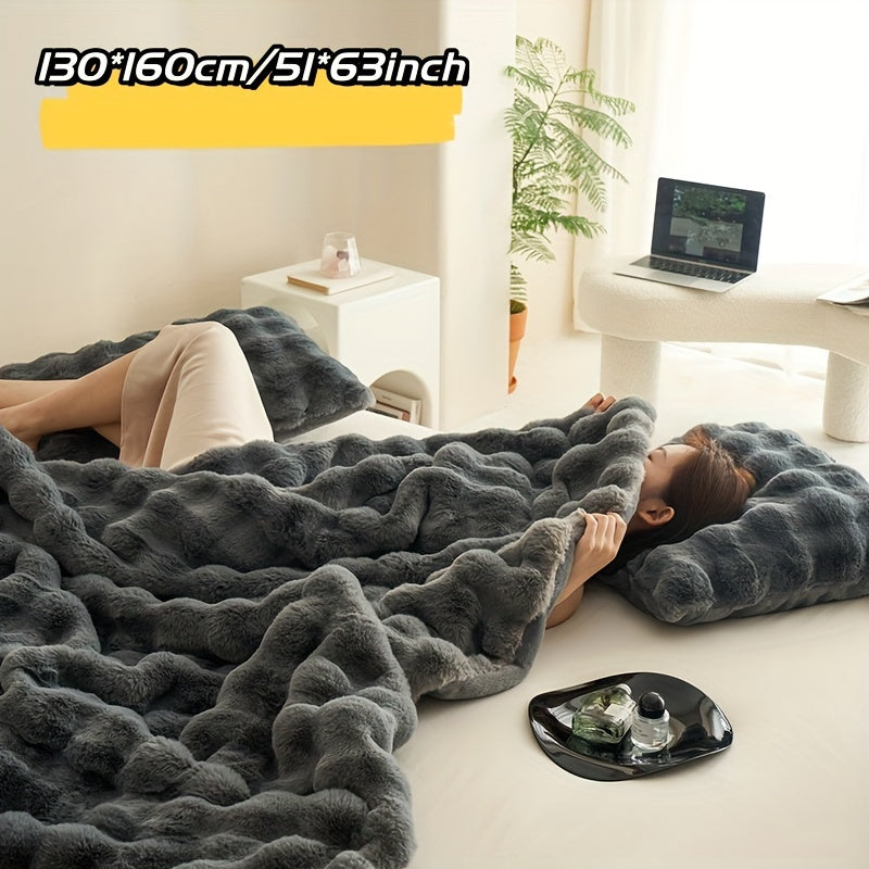 Garduru Fleece-Decke aus Faux Kaninchenfell – Weich, Warm & Vielseitig für Alle Jahreszeiten