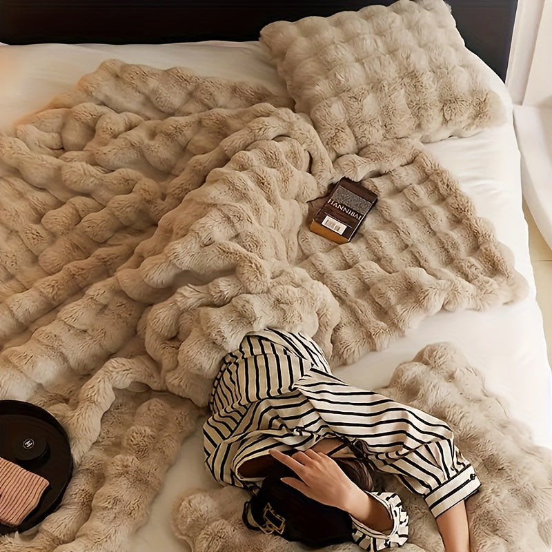 Rabbit Fleece Decke - Weiche warme Decke für Sofa, Bett, Büro und Reisen - Hypoallergen und reißfest