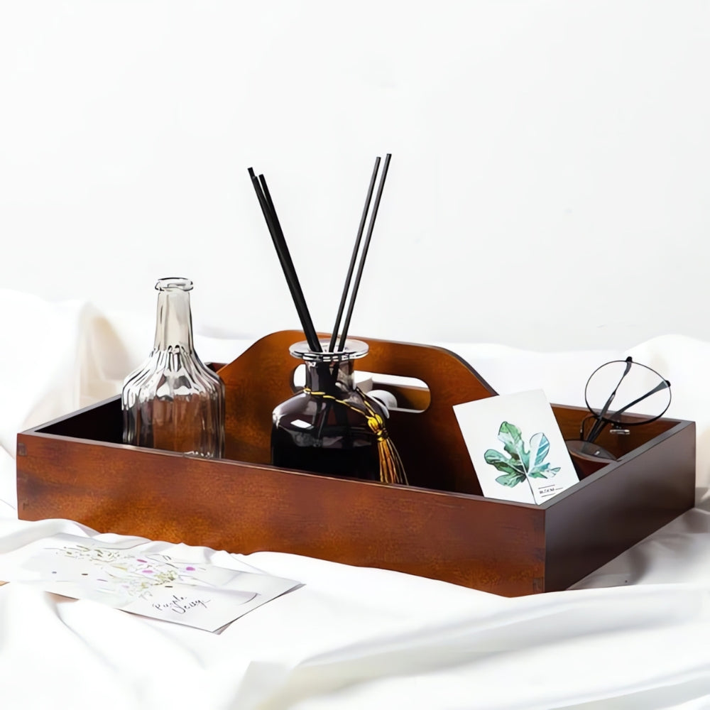 Zeitloser Vintage Holz-Organizer-Tablett