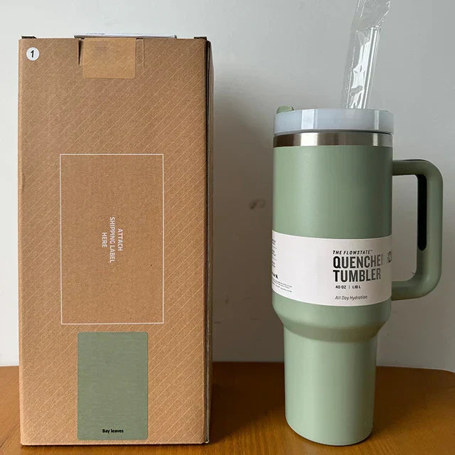 40 Oz Isolierter Edelstahl Reisebecher mit Henkel, Auslaufsicherem Deckel & Strohhalm