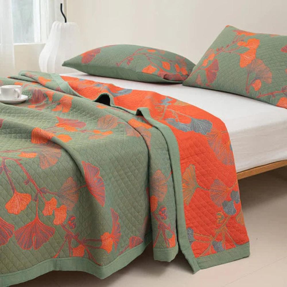 Ginkgo Orange Leaf Floral Pattern Decke