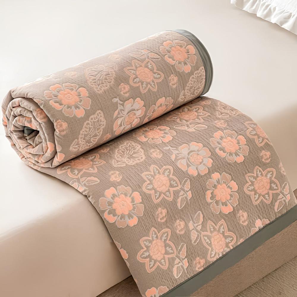 Retro Blumen Sommer Baumwollgaze Tagesdecke